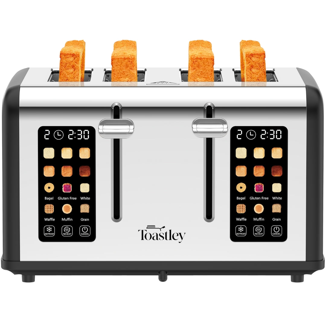 Image of Toastley 4 Slice smart toaster with touchscreen close-up