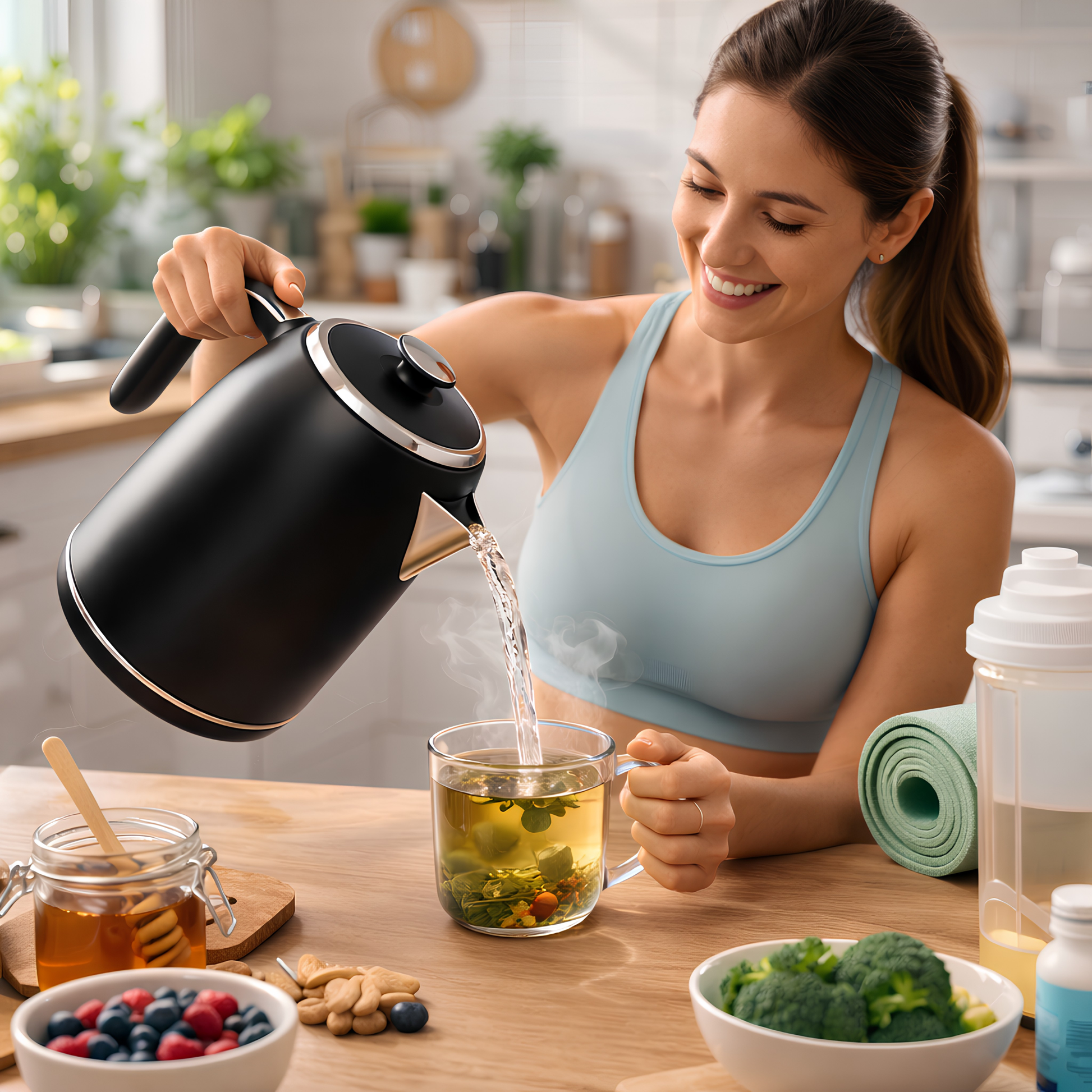 Toastley 1.7L Electric Kettle – Rapid Boil 2200W Cordless Kettle, Matte Black