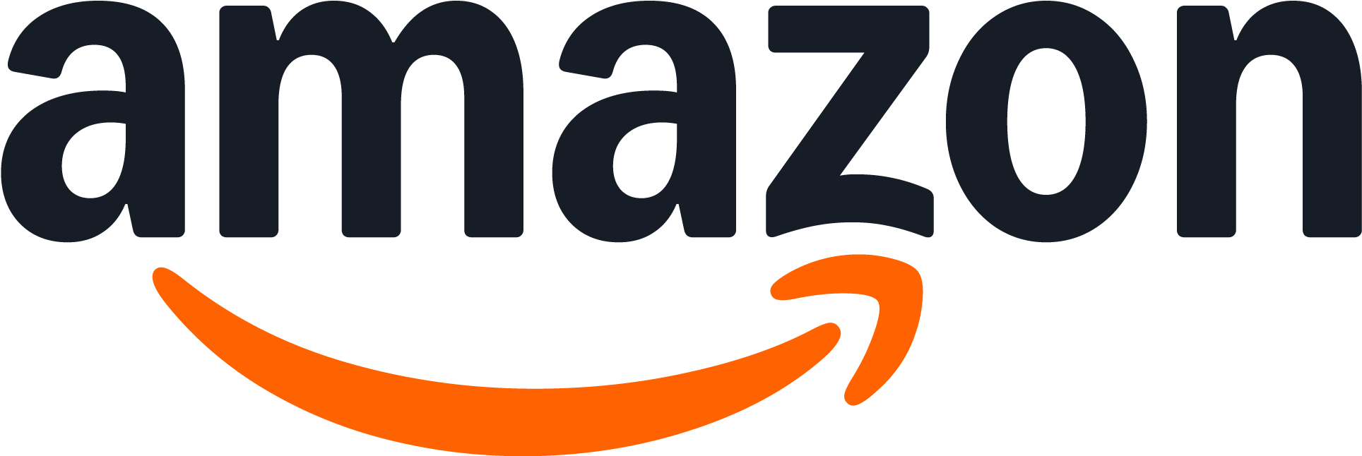 Image of Amazon logo with orange smile on a black background