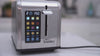 Video of the Toastley 2 slice smart toaster being used, showing the touchscreen and toast popping up