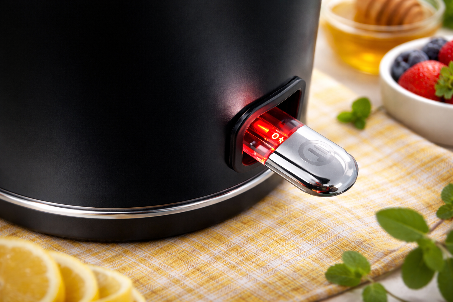 Image of Toastley matt black electric kettle – side view product image
