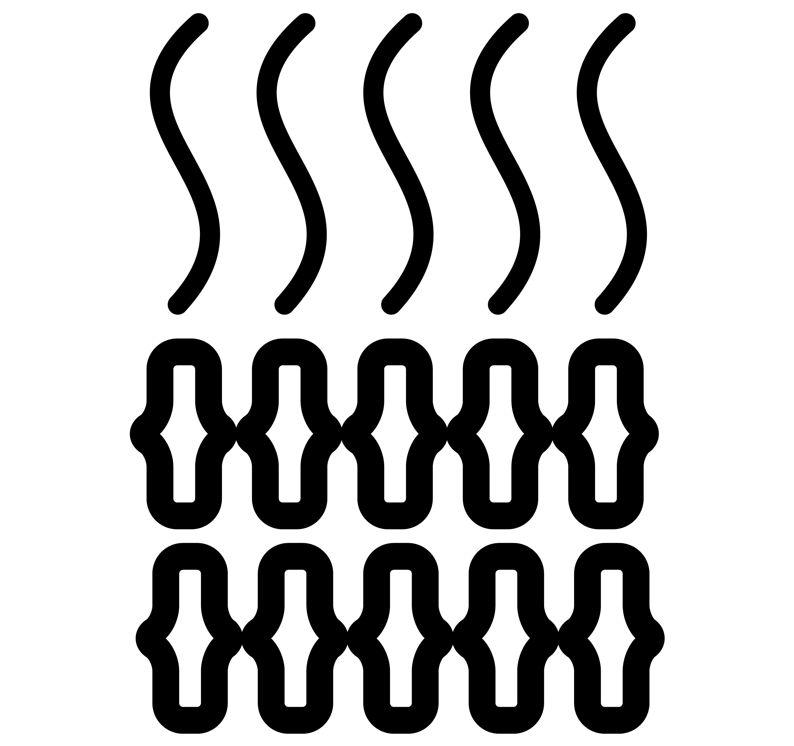 Image of Black outlines of grill grates with smoke above on a white background