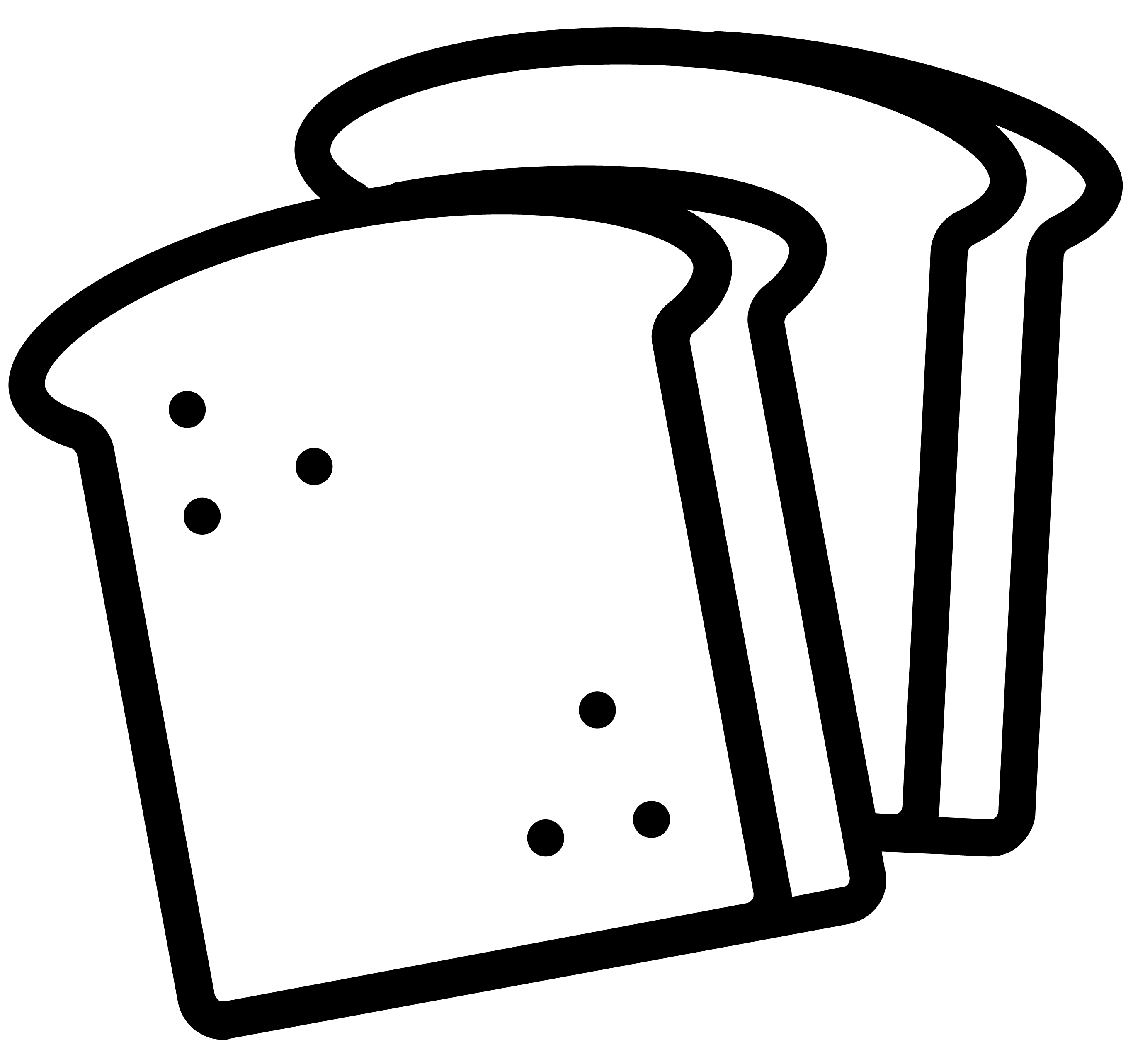 Image of Black outline of two slices of bread on a white background